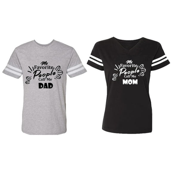 My Favorite People Call Me Dad Mom Matching Couple Cotton Jerseys (Men Heather / Women Black) (Men XL / Women L)