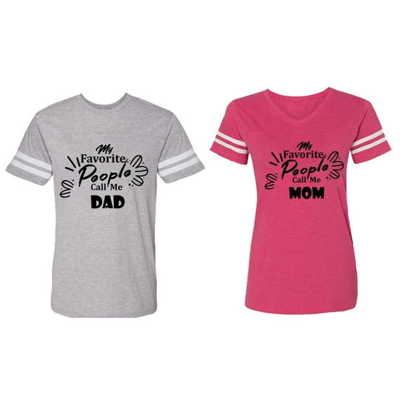 My Favorite People Call Me Dad Mom Matching Couple Cotton Jerseys (Men Heather / Women Pink) (Men M / Women L)