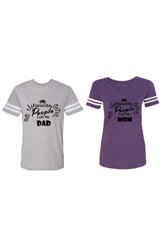 My Favorite People Call Me Dad Mom Matching Couple Cotton Jerseys (Men Heather / Women Purple) (Men XL / Women XL)