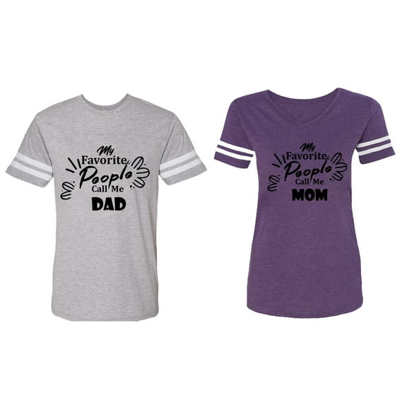 My Favorite People Call Me Dad Mom Matching Couple Cotton Jerseys (Men Heather / Women Purple) (Men XL / Women XXL)