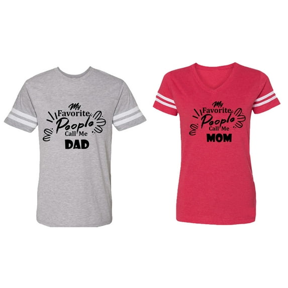 My Favorite People Call Me Dad Mom Matching Couple Cotton Jerseys (Men Heather / Women Red) (Men S / Women L)