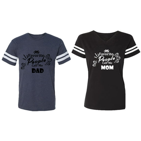 My Favorite People Call Me Dad Mom Matching Couple Cotton Jerseys (Men Navy / Women Black) (Men S / Women S)
