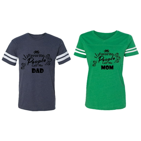 My Favorite People Call Me Dad Mom Matching Couple Cotton Jerseys (Men Navy / Women Green) (Men S / Women S)
