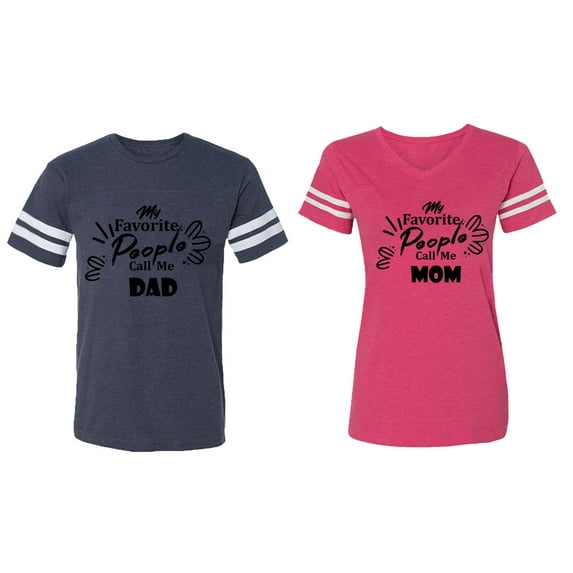 My Favorite People Call Me Dad Mom Matching Couple Cotton Jerseys (Men Navy / Women Pink) (Men S / Women XL)