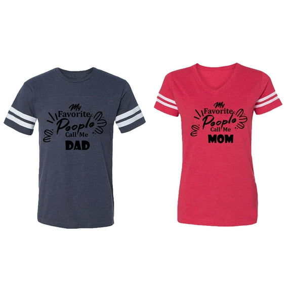 My Favorite People Call Me Dad Mom Matching Couple Cotton Jerseys (Men Navy / Women Red) (Men L / Women S)