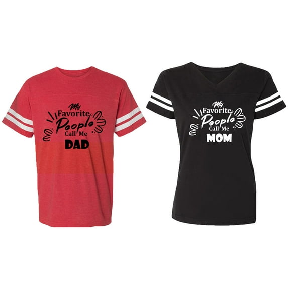 My Favorite People Call Me Dad Mom Matching Couple Cotton Jerseys (Men Red / Women Black) (Men XXL / Women S)