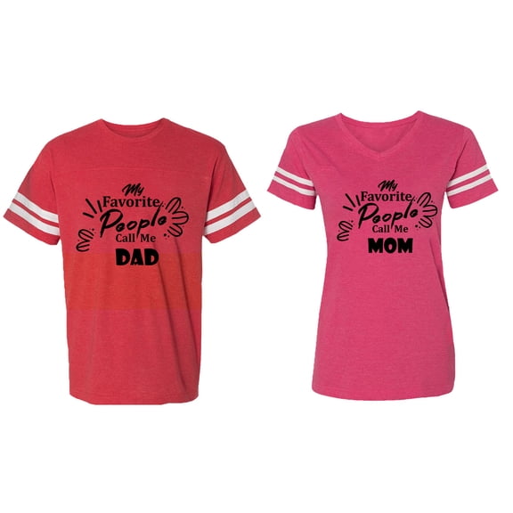 My Favorite People Call Me Dad Mom Matching Couple Cotton Jerseys (Men Red / Women Pink) (Men XXXL / Women XXL)