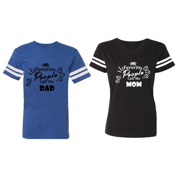 My Favorite People Call Me Dad Mom Matching Couple Cotton Jerseys (Men Royal / Women Black) (Men XL / Women S)