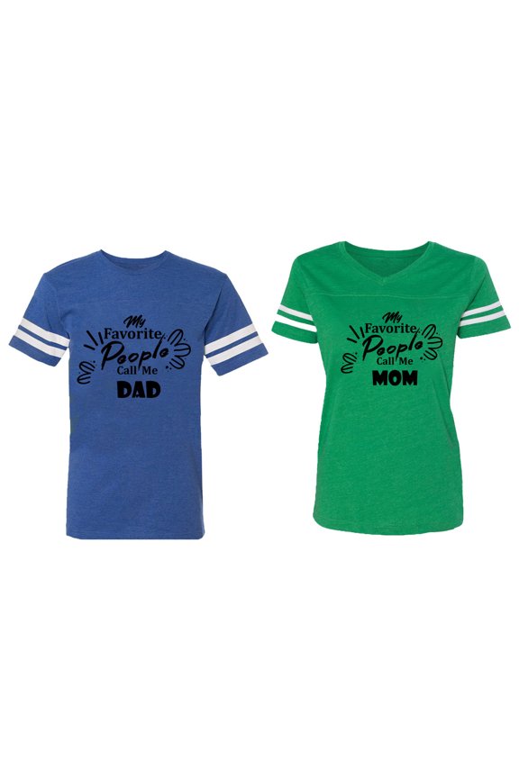 My Favorite People Call Me Dad Mom Matching Couple Cotton Jerseys (Men Royal / Women Green) (Men L / Women L)