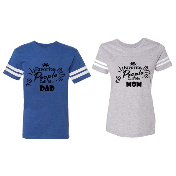 My Favorite People Call Me Dad Mom Matching Couple Cotton Jerseys (Men Royal / Women Heather) (Men S / Women XXL)