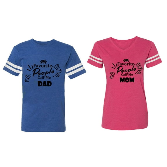 My Favorite People Call Me Dad Mom Matching Couple Cotton Jerseys (Men Royal / Women Pink) (Men S / Women L)
