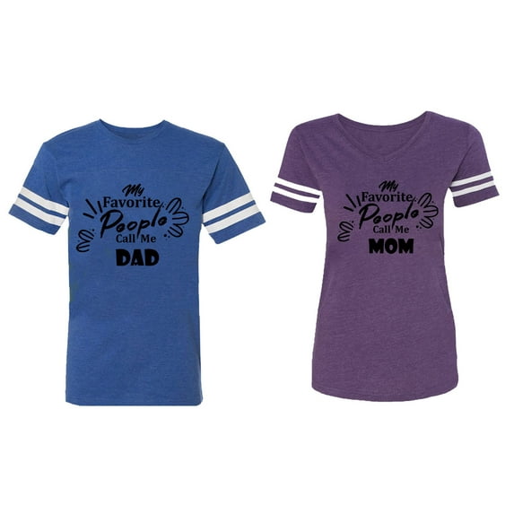 My Favorite People Call Me Dad Mom Matching Couple Cotton Jerseys (Men Royal / Women Purple) (Men XL / Women L)