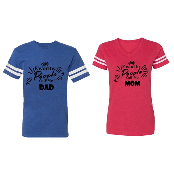 My Favorite People Call Me Dad Mom Matching Couple Cotton Jerseys (Men Royal / Women Red) (Men XL / Women XL)