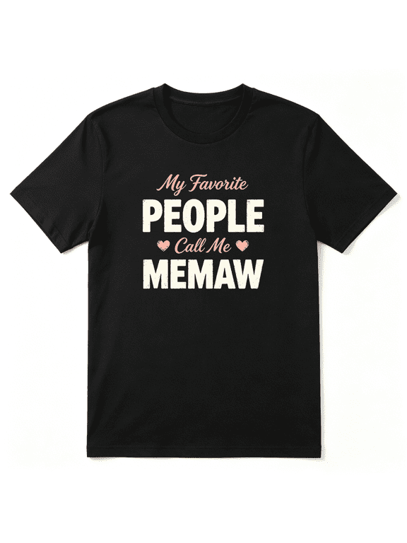 My Favorite People Call Me Memaw Vintage Graphic Tee for Women, Grandma Mother's Day Gift Cotton Short Sleeves T-Shirt