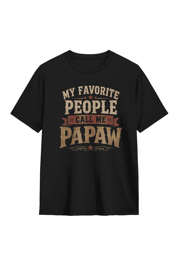 My Favorite People Call Me Papaw Retro Graphic Tee for Men, Humorous Grandparent Cotton Short Sleeves T-Shirt