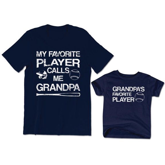 My Favorite Player Calls Me Grandpa Men's T-Shirt Baseball Softball Graphic Tee Grandpa's Favorite Player Kids Toddler Shirt Youth