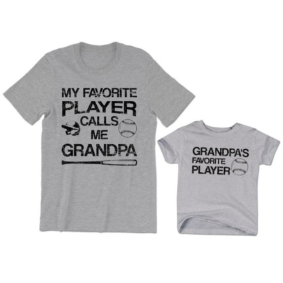 My Favorite Player Calls Me Grandpa Men's T-Shirt Baseball Softball Graphic Tee Grandpa's Favorite Player Kids Toddler Shirt Youth