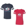 thumbnail image 1 of My Favorite Prince Princess Is My Husband Wife Unisex Couple Matching Cotton Jersey style T-Shirt Contrasting stripes on sleeves (Men Navy / Women Red) (Men XXL / Women L), 1 of 3