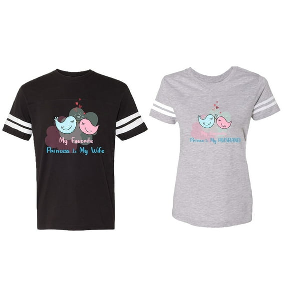My Favorite Prince Princess Is My Husband Wife Matching Couple Cotton Jerseys (Men Black / Women Heather) (Men M / Women S)