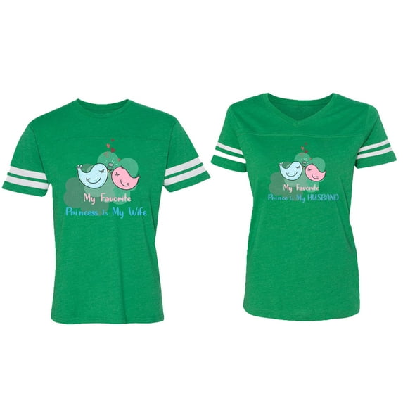 My Favorite Prince Princess Is My Husband Wife Matching Couple Cotton Jerseys (Men Green / Women Green) (Men L / Women L)
