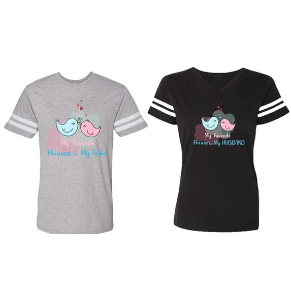My Favorite Prince Princess Is My Husband Wife Matching Couple Cotton Jerseys (Men Heather / Women Black) (Men S / Women S)
