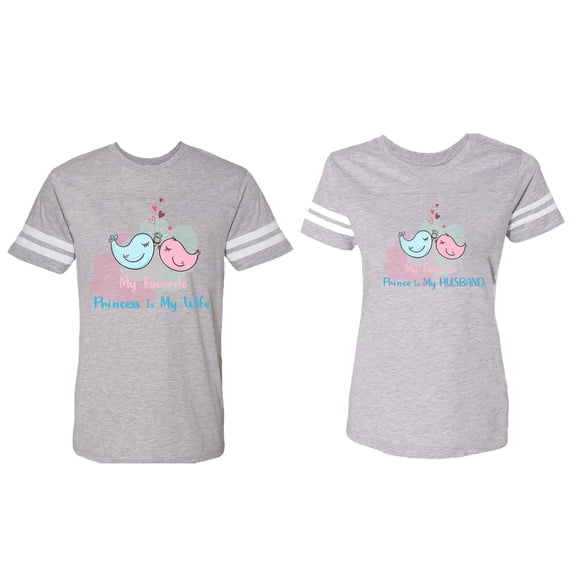 My Favorite Prince Princess Is My Husband Wife Matching Couple Cotton Jerseys (Men Heather / Women Heather) (Men L / Women L)