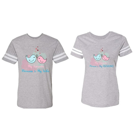 My Favorite Prince Princess Is My Husband Wife Matching Couple Cotton Jerseys (Men Heather / Women Heather) (Men M / Women XXL)
