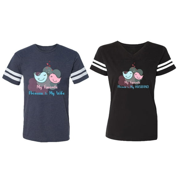 My Favorite Prince Princess Is My Husband Wife Matching Couple Cotton Jerseys (Men Navy / Women Black) (Men M / Women S)