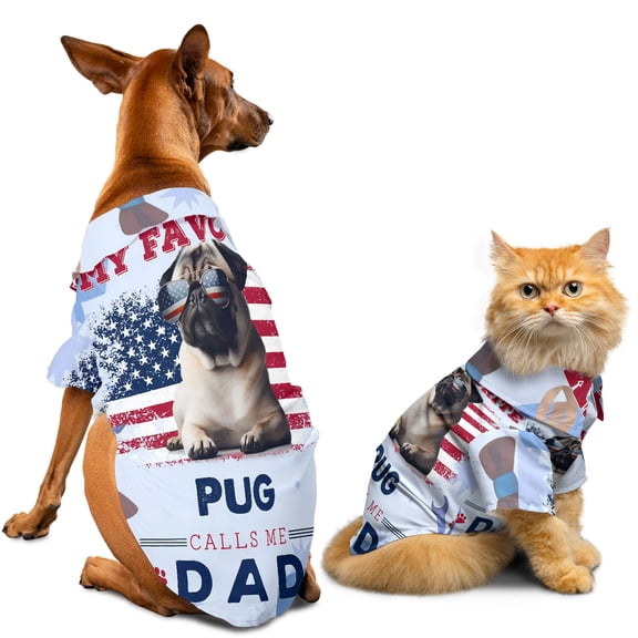 My Favorite Pug Calls Me Dad. Happy Father's Day Hawaiian Summer Shirt for Small Medium Large Dog Cat Dog Lover Gifts - 00005