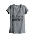 thumbnail image 1 of My Favorite Season Is Football Women's Fashion Relaxed V-Neck T-Shirt Tee Heather Grey X-Large, 1 of 3