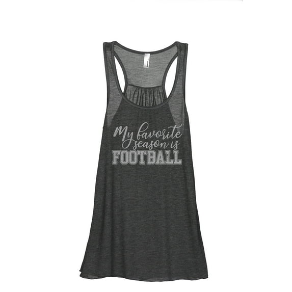 My Favorite Season Is Football Women's Fashion Sleeveless Flowy Racerback Workout Yoga Tank Top Charcoal Grey 2X-Large