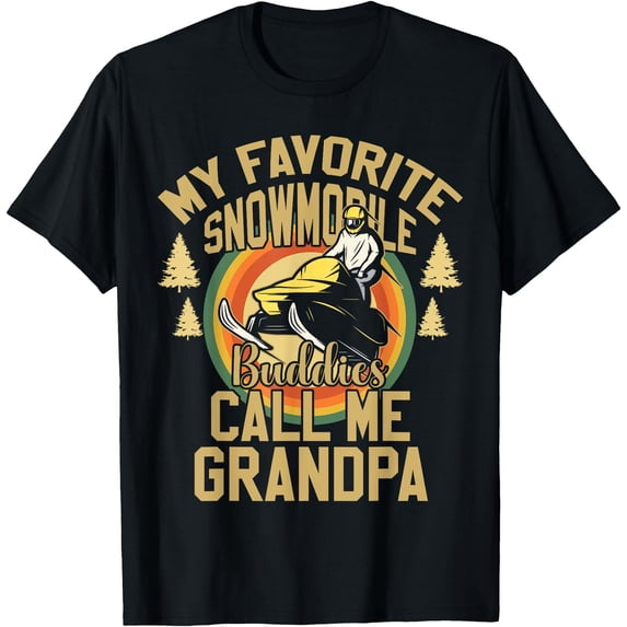 My Favorite Snowmobile Buddies Call Me Grandpa Retro Winter T-Shirt ...