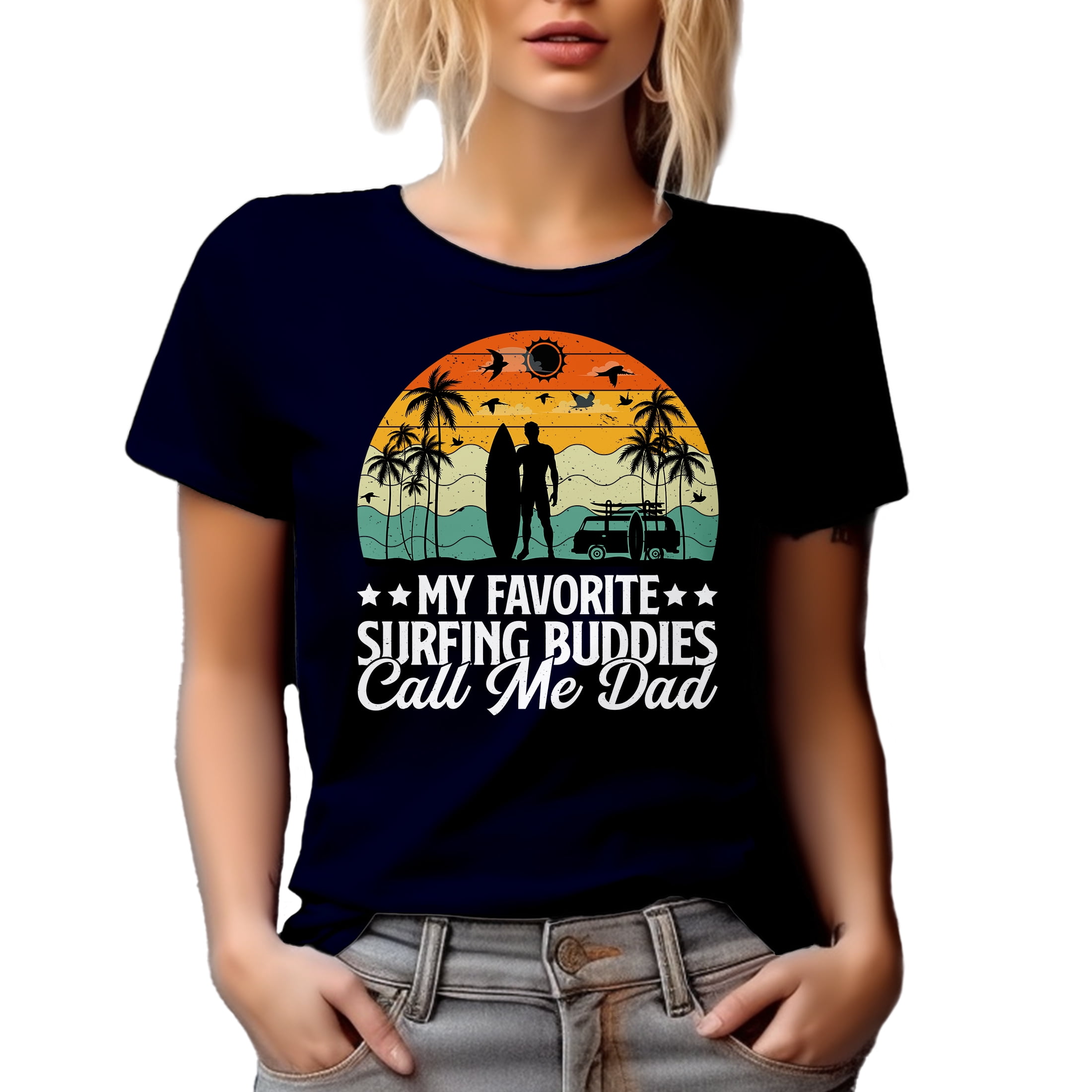 My Favorite Surfing Buddies Call Me Dad - Surfer Father & Family Quote, Navy Blue T-Shirt, 3XL
