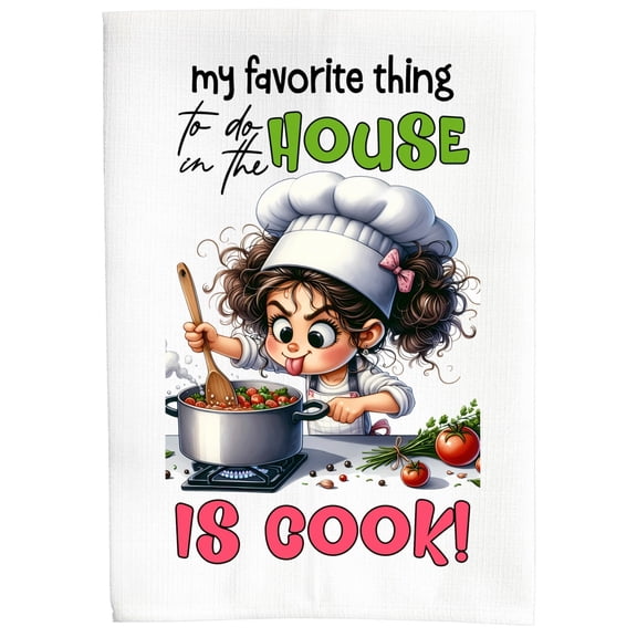 My Favorite Thing to Do in The House is Cook Farmhouse Sublimation Gift Kitchen Bath Linen Hand Towel DZ270L
