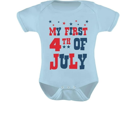 My First 4th of July - Patriotic Baby Bodysuit - Perfect American Flag Outfit for Baby Boy or Girl - Ideal Keepsake for Baby's First Independence Day Celebrations - NB Aqua
