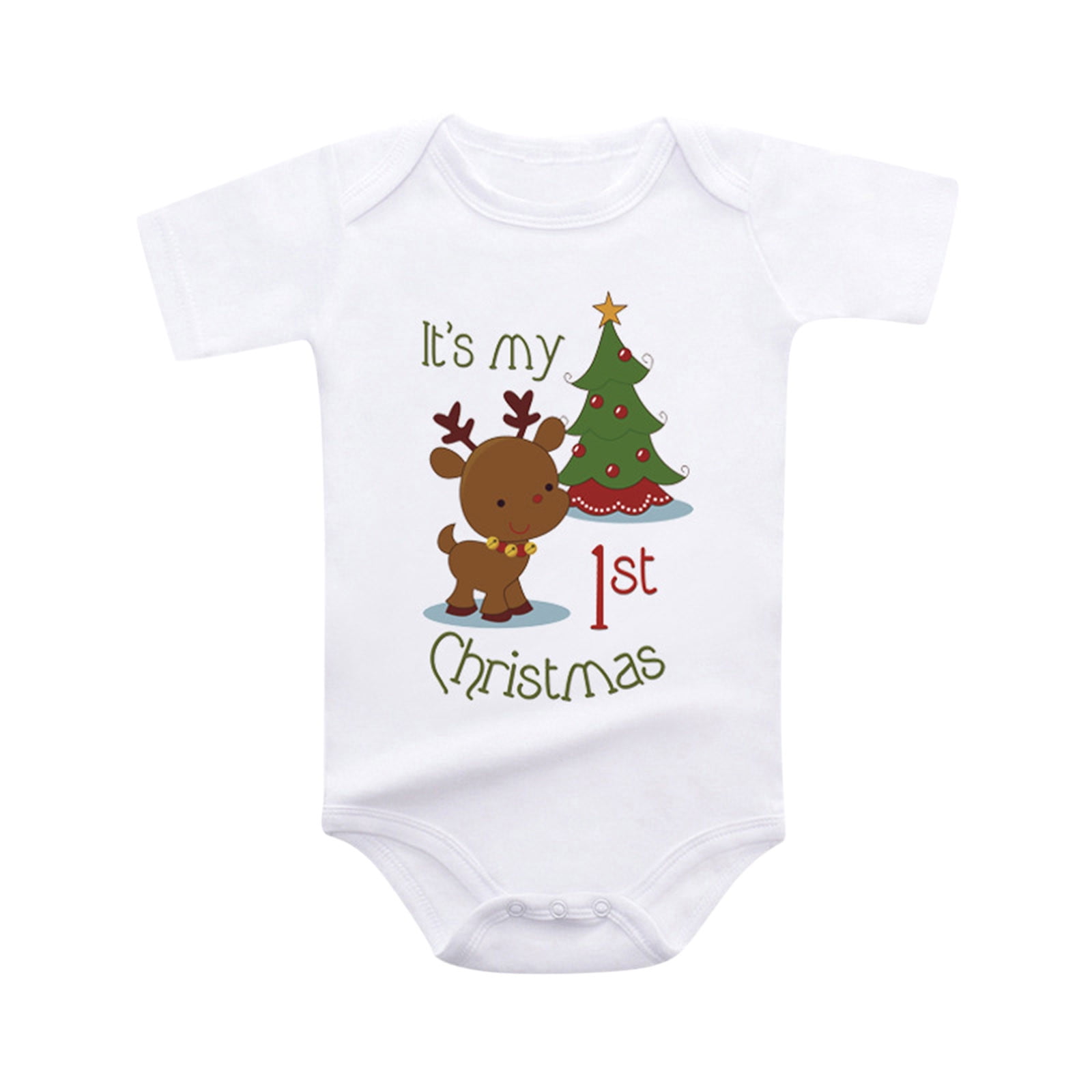 My First Baby Christmas Pajamas Boys Short Sleeve Cartoon Letter Print