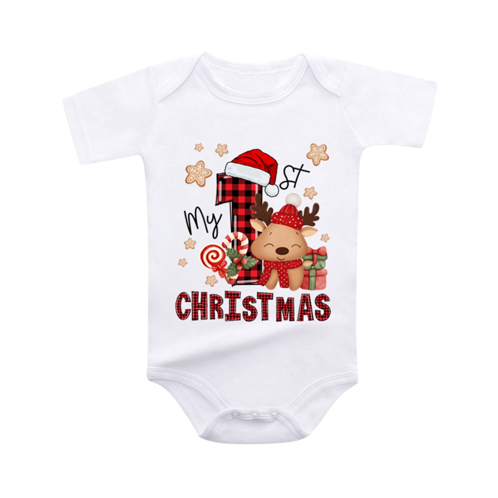 My First Baby Christmas Pajamas Boys Short Sleeve Cartoon Letter Print