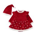 My First Baby Christmas Pajamas Long Sleeve Romper Bodysuits Dress Hat