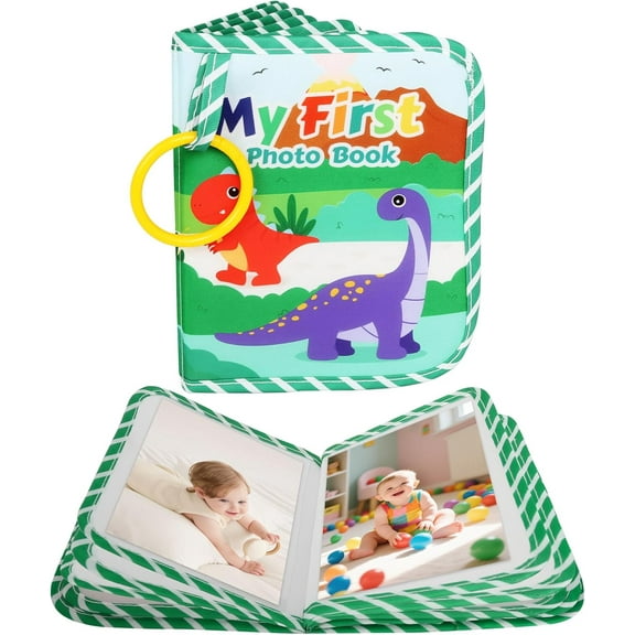 My First Baby Photo Book with Safe Mirror, Soft Fabric Memory Album, Baby Photo Albums, Holds 17 4x6 Pictures for Kids Newborn Toddlers