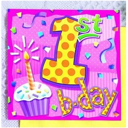 My First Birthday Girl 3-Ply Paper Beverage Napkins 16 Per Pack