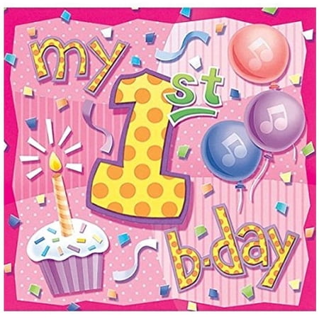My First Birthday Girl 3-Ply Paper Lunch Napkins 16 Per Pack