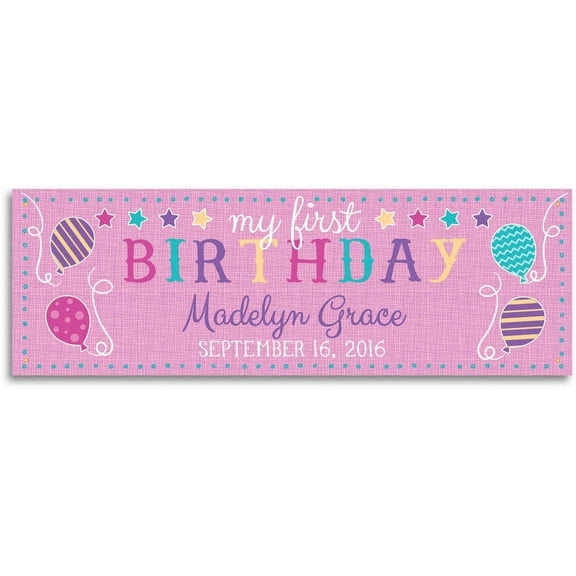 My First Birthday Personalized Banner, Pink or Blue