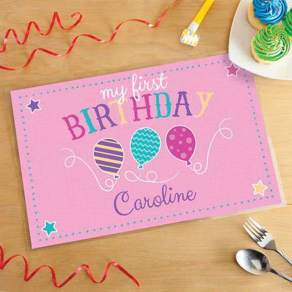 My First Birthday Personalized Placemat, Pink or Blue