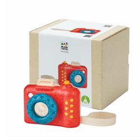 PlanToys My First Wooden Toy Camera for Toddlers | Kaleidoscope Lens & Clickable Shutter | Montessori-Inspired Pretend Play Camera | Eco-Friendly Sensory Toy for Kids Ages 18+ Months
