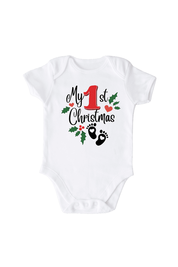 My First Christmas Baby Bodysuit, Newborn Outfit, Baby Clothes, Gift&nbsp;for&nbsp;Children 3-6m White