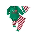 My First Christmas Baby Boy Girl Elf Outfits Romper + Striped Pants