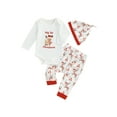 thumbnail image 1 of My First Christmas Baby Boy Girl Outfits Letter Romper +Pants +Hats Set Newborn Infant Fall Winter Xmas Holiday Clothes, 1 of 8