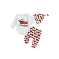 thumbnail image 1 of My First Christmas Baby Boy Girl Outfits Truck Print Romper + Pants +Hats Set Newborn Infant Fall Winter Holiday Clothes, 1 of 1