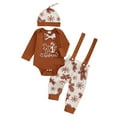 thumbnail image 1 of My First Christmas Baby Boy Outfits Gingerbread Bow Tie Romper +Suspender Pants Overalls +Hats Set Newborn Fall Winter Holiday Clothes, 1 of 8
