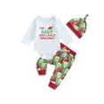 My First Christmas Baby Boy Outfits Letter Romper +Santa Pants +Hats